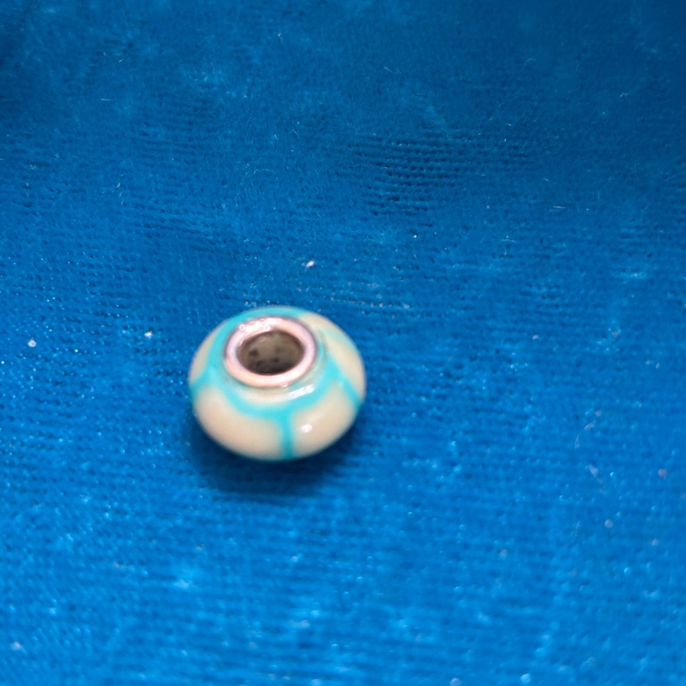 Blue and Cream Bead Charm